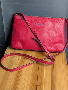 Karl Lagerfeld Red Pebbled Vegan Leather Crossbody Bag